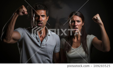 A man and a woman are fighting for their rights A man and a woman are fighting for their rights 109283525