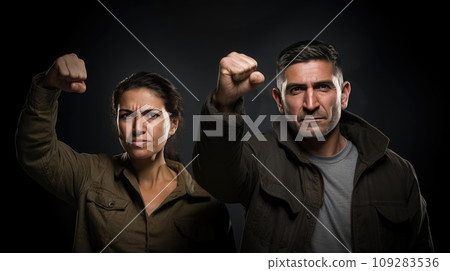 A man and a woman are fighting for their rights 109283536