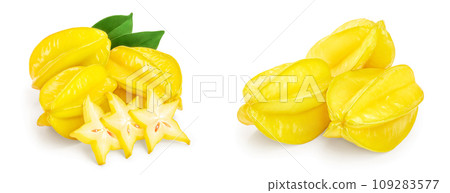 Carambola or star-fruit isolated on white background 109283577