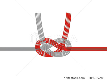 水引淡路結 鮑魚結 銀 x 朱紅 109285283