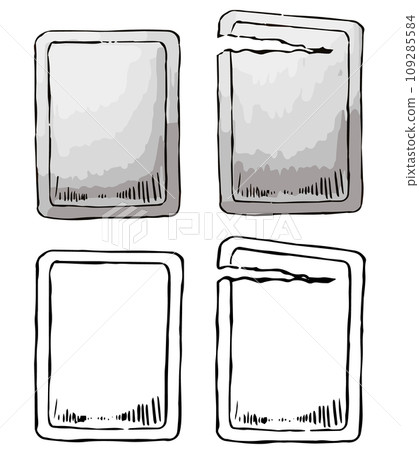 Retort pouch monochrome set hand-drawn style illustration vector Retort pouch monochrome set hand-drawn style illustration vector 109285584