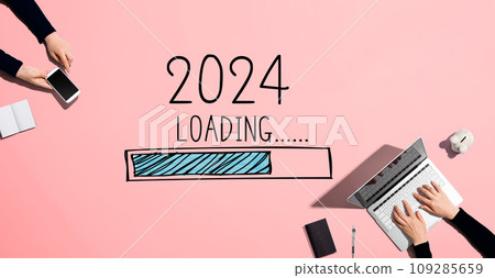 Loading new year 2024 with people working together 109285659