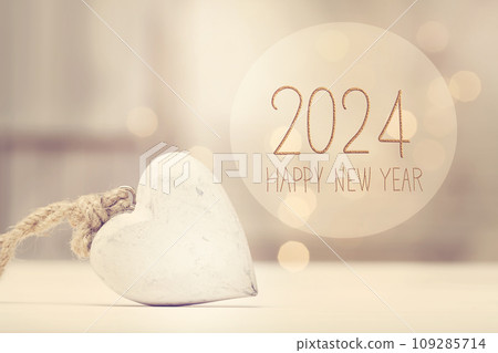 New Year 2024 message with a white heart New Year 2024 message with a white heart 109285714