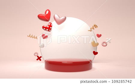 Hearts with a podium - Appreciation and love theme - 3D Hearts with a podium - Appreciation and love theme - 3D 109285742