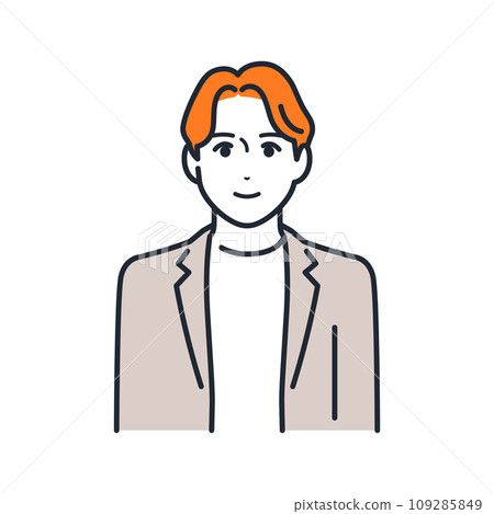 一個穿著休閒西裝的年輕人的簡單頭像圖示向量圖素材 109285849