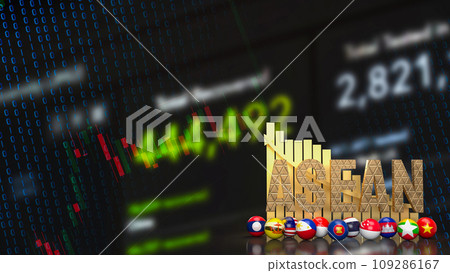 The ASEAN or Association of Southeast Asian Nations for Business concept 3d rendering. The ASEAN or Association of Southeast Asian Nations for Business concept 3d rendering. 109286167