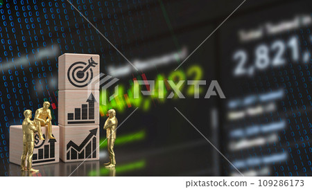 The man figure and wood cube for Business concept 3d rendering. 109286173