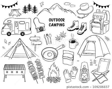 時尚露營套裝手繪 109286837