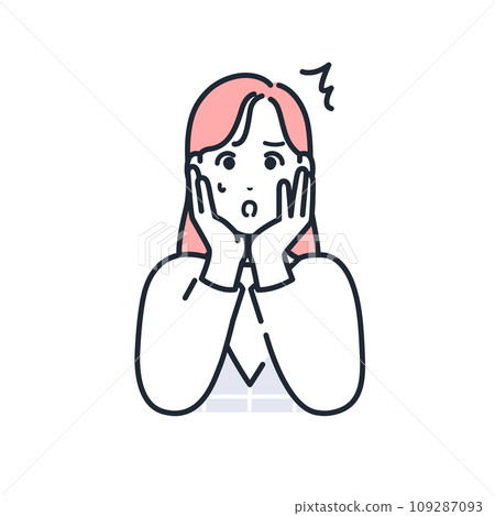Simple vector illustration material of a stylish young woman who is shocked 109287093