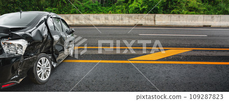car crash damaged from accident on highway road 109287823