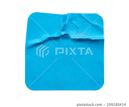 Blank blue square adhesive paper sticker label isolated on white background Blank blue square adhesive paper sticker label isolated on white background 109288414