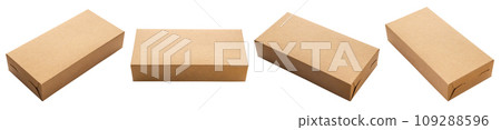 Mockup brown box set isolated on white background 109288596