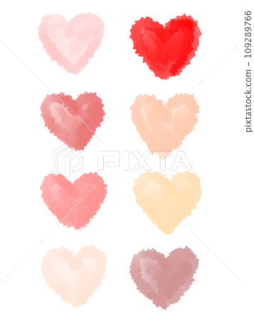 Heart illustration set drawn with watercolors 109289766