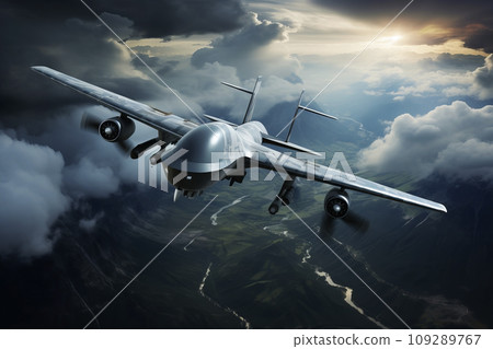 Fighter plane in the sky. Generative AI 109289767