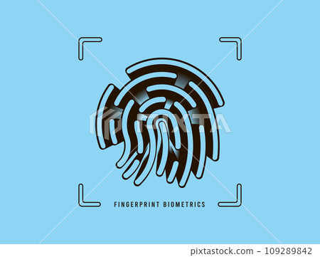 Fingerprint Biometrics authentication icon concept. Passwordless fingerprint identity method without password. Vector illustration isolated on blue background with icons 109289842