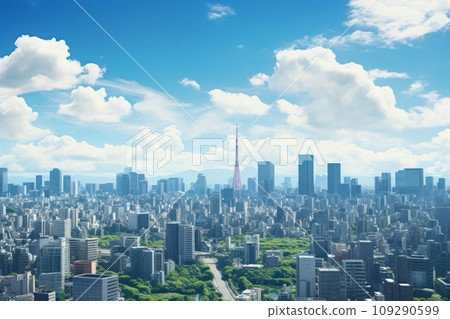 大城市建築和藍天AI生成圖像AI圖像 大城市建築和藍天AI生成圖像AI圖像 109290599