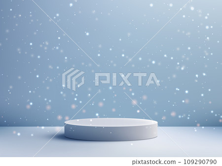 Christmas Festive White 3D Podium for Product Display, Mockup, Showroom, Showcase 109290790