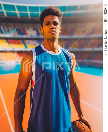 basketball player standing on court basketball player standing on court 109290808