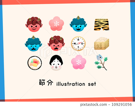 Cute setsubun illustration material 109291056