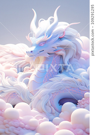 一條蒼龍在白雲中舞動 109291295