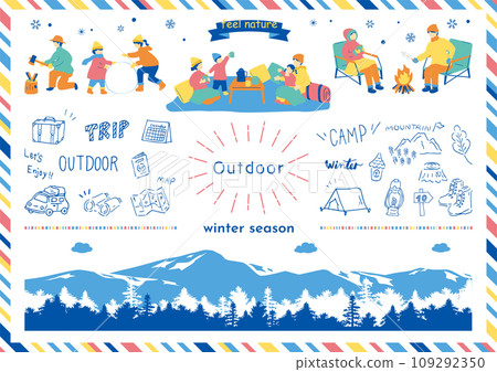 人們享受冬季露營 109292350