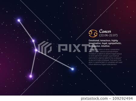 Cancer zodiacal constellation with bright stars 109292494
