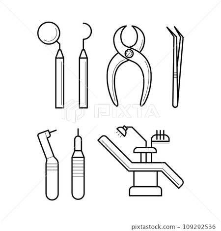 Icons of clinic stomatology equipment Icons of clinic stomatology equipment 109292536