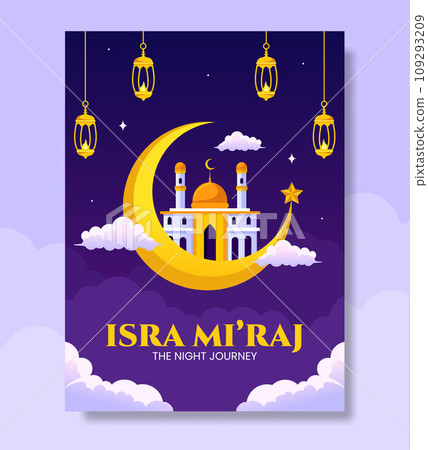 Isra Mi'raj Poster Cartoon Hand Drawn Templates Background Illustration 109293209