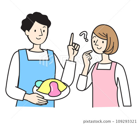 一個男人和一個女人享受烹飪的簡單人物插圖 109293321