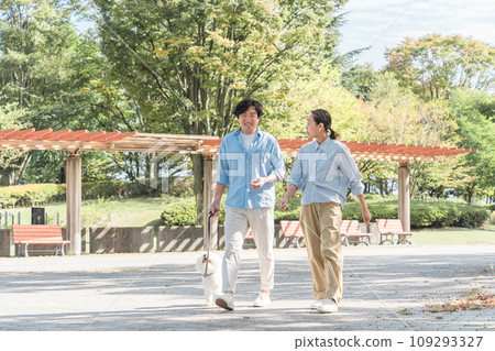 Couples walking their dogs, dog lovers, owners, pet sitters, families Couples walking their dogs, dog lovers, owners, pet sitters, families 109293327