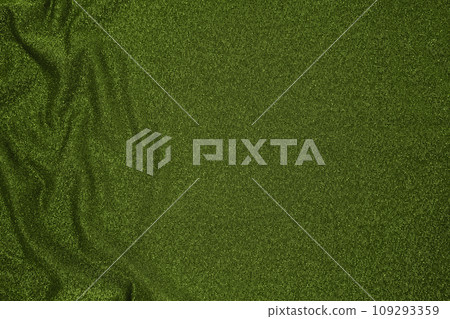 Background of draped dark green fabric with silver lurex thread Background of draped dark green fabric with silver lurex thread 109293359