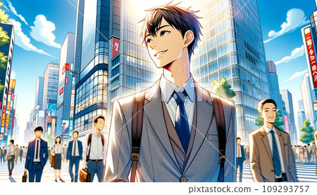 Ambitions in motion: A young businessman walking in Tokyo 109293757