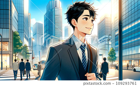 一位年輕的商人在城市的活力中前進 109293761