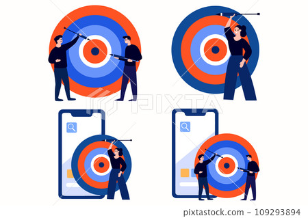 Hand Drawn businessman with goals in flat style 109293894