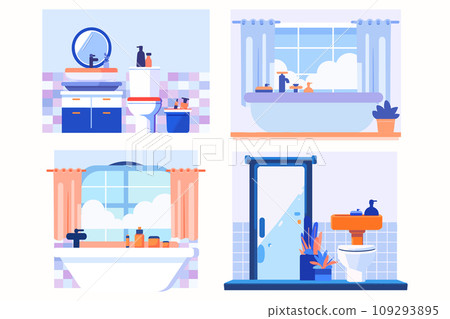 Bathroom with toilet in flat style Bathroom with toilet in flat style 109293895