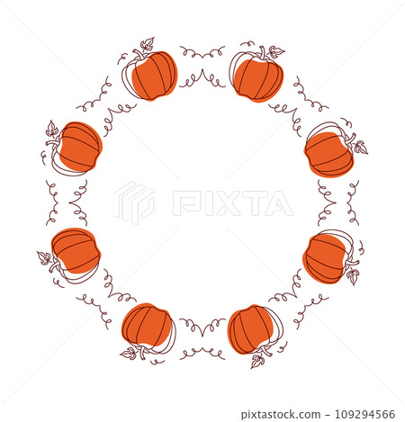 Decorative round frame with pumpkin Decorative round frame with pumpkin 109294566
