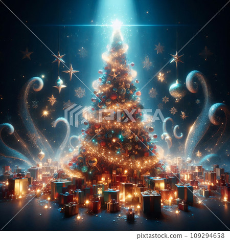 Illustration of a magical elegant Christmas tree 109294658