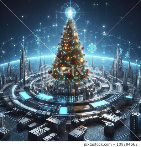 A high-tech Christmas tree in minimalism style 109294662