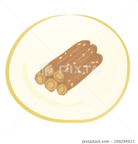 盤子裡的牛蒡新年插畫 109294811