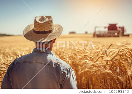 Man in Wheat Field, Generative AI Man in Wheat Field, Generative AI 109295543