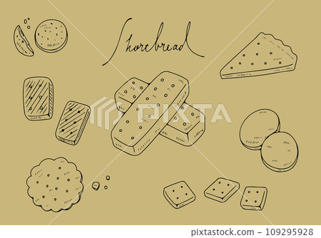 Set of line drawing shortbread 109295928