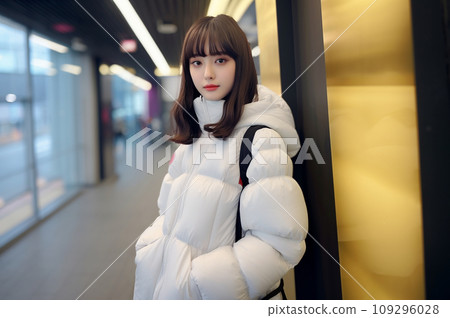穿著外套站在城市裡的女人 穿著外套站在城市裡的女人 109296028