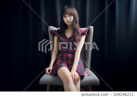 坐在椅子上的年輕女子 坐在椅子上的年輕女子 109296221