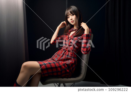 坐在椅子上的年輕女子 坐在椅子上的年輕女子 109296222