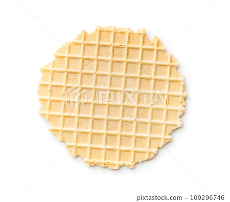 Round waffle biscuits isolated on white background. 109296746