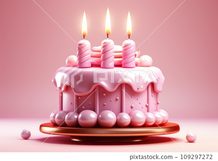 3D Birthday cake , Cute pink birthday cake 109297272
