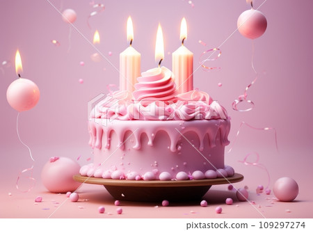 3D Birthday cake , Cute pink birthday cake 109297274