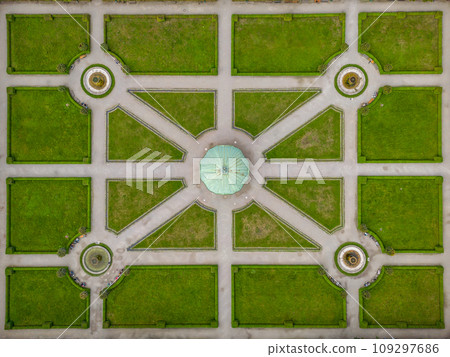 Aerial Top Hofgarten Court Garden center Munich Germany located between Residenz and Englischer Garten green meadows Aerial Top Hofgarten Court Garden center Munich Germany located between Residenz and Englischer Garten green meadows 109297686