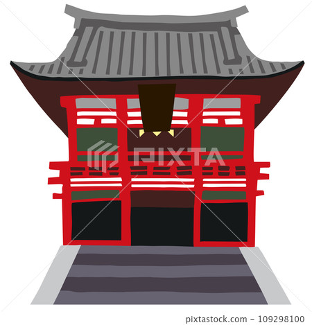 鶴岡八幡宮 鬆散簡單的手繪插畫 109298100