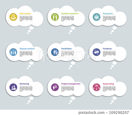 Infographics with Customer Relationship theme icons, 10 steps. Such as consumer behaviour, customer support, data enrichment, business relations and more. Infographics with Customer Relationship theme icons, 10 steps. Such as consumer behaviour, customer support, data enrichment, business relations and more. 109298207